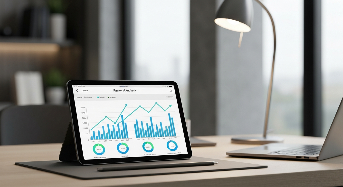 Cashflow-Analyse und Finanzdiagramme auf Tablet