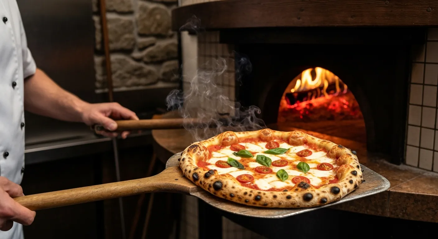 Frische Pizza aus dem Holzofen